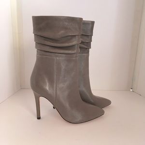 Mid Calf Ruched Leather Boot